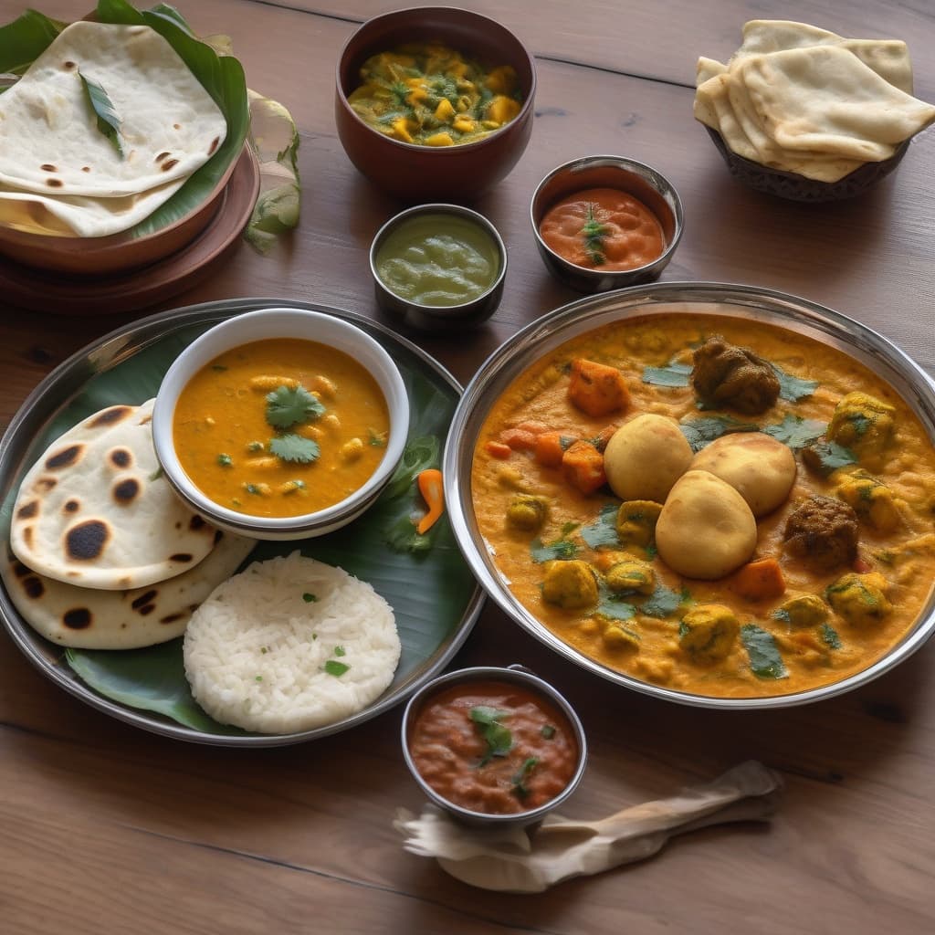 Vegetable thali special (2 currey rice and naan)